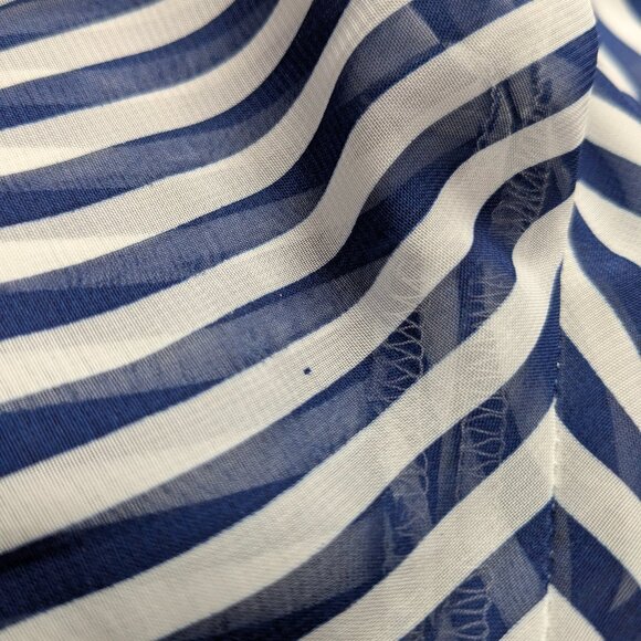 BCX Women's Sheer Striped Blouse Blue White, Size M, Long Sleeve, Button Front - Picture 15 of 16